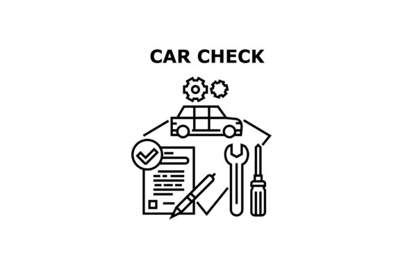 Car Check Tool Vector Concept Black