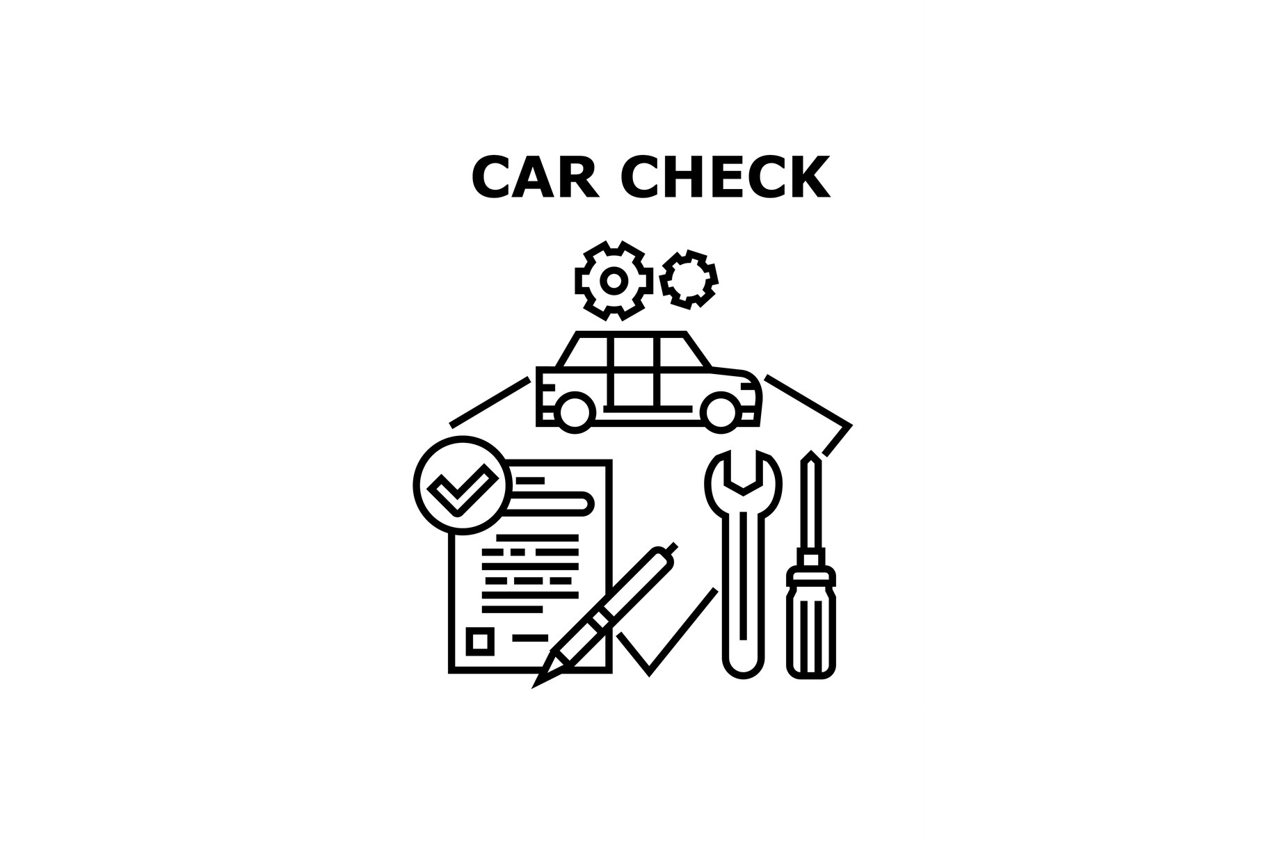 Car Check Tool Vector Concept Black