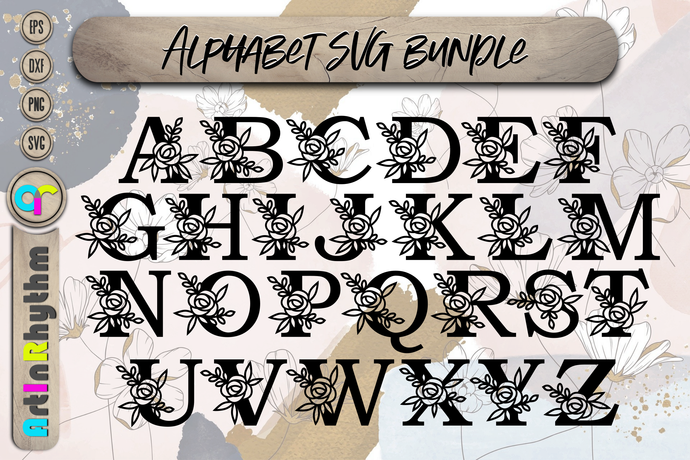 Floral Alphabet Letter Svg Bundle Graphic by artinrhythm · Creative Fabrica