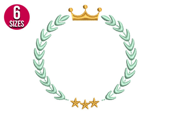 Wreath with Crown Floral Wreaths Embroidery Design By Nations Embroidery