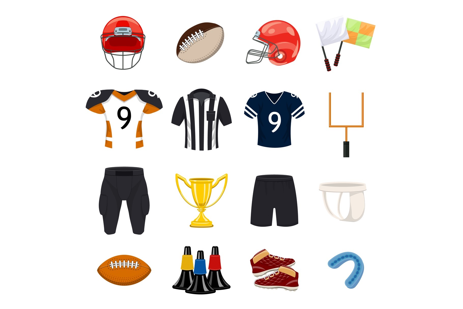 American Football Equipment Icons Set Graphic by anatolir56  Creative  Fabrica