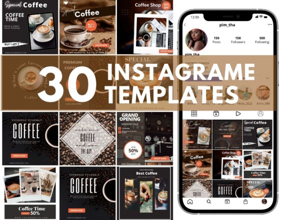Preview of Coffee Shop Instagram Template Canva coffee shop social media template