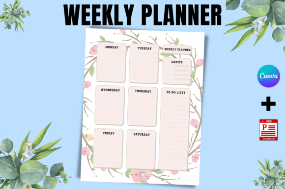 Printable Weekly Planner Canva Template Graphic by Florid Printables ...