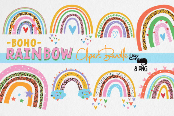 Boho Rainbow Clipart Bundle Graphic by Lazy Cat · Creative Fabrica