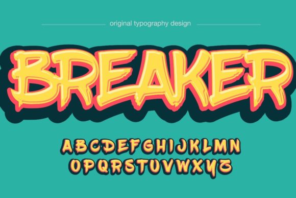 Brush Grafitti Yellow Bold Artistic Alphabet