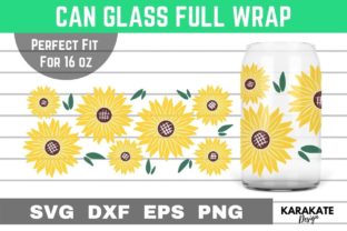 Sunflower 16 Oz Can Glass Full Wrap SVG Graphic by KARAKATE · Creative ...