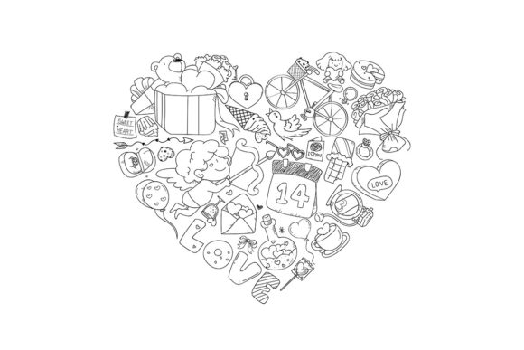 Valentine Icon Set, Freehand Drawing Ill Grafik Druckbare Illustrationen Von Studiobluehouse