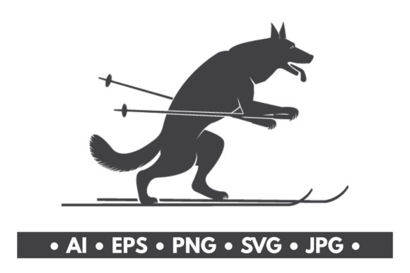 Wolf on the Ski Silhouette