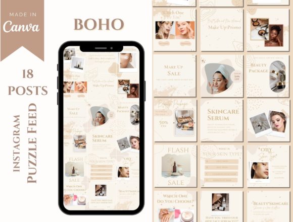 Boho Templates,skin Care Puzzle Feed - Digital