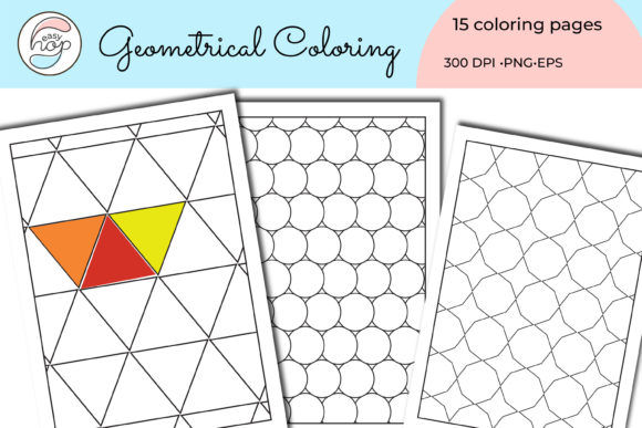 Geometrical Coloring Pages 15 Pages Set