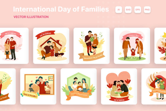 International Day of Families Illustration Concept Grafika Ilustracje do Druku Przez freeslab88