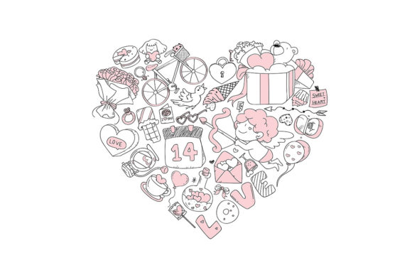 Valentine Icon Set.freehand Drawing Grafik Druckbare Illustrationen Von Studiobluehouse