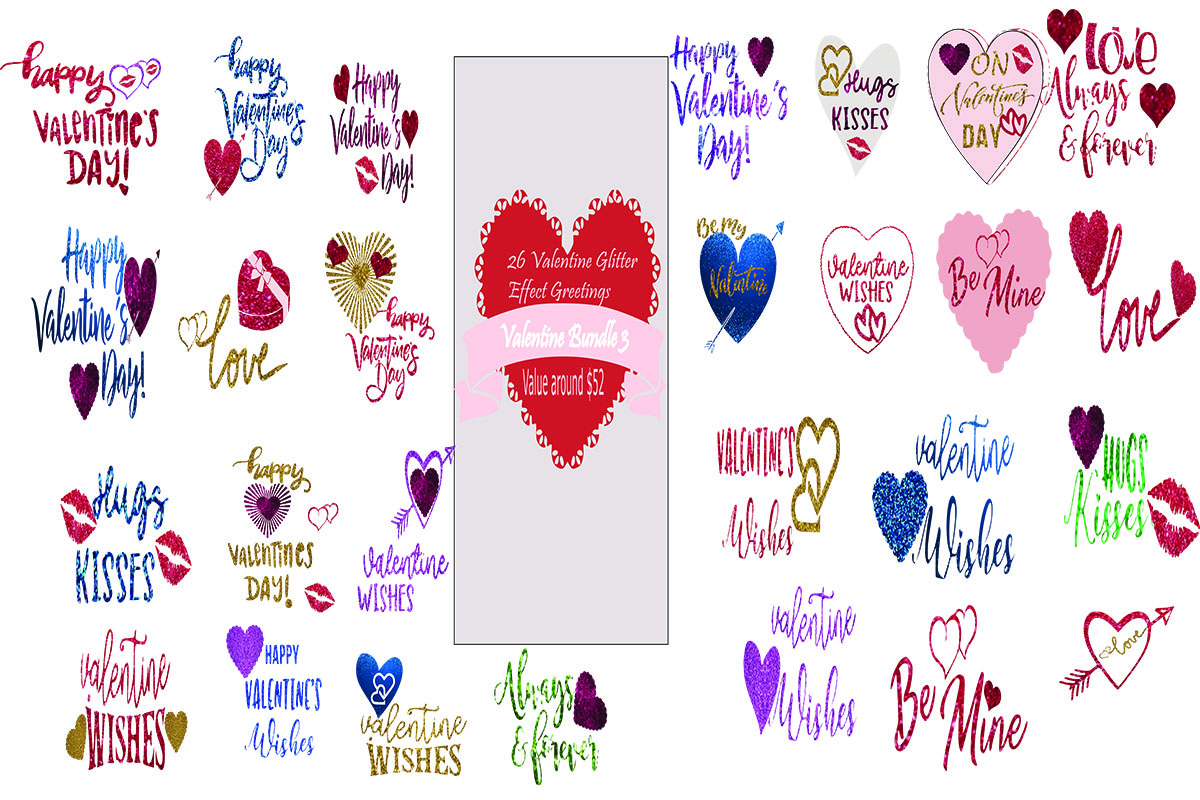 26 Glitter Valentine Greetings Graphic by arts4busykids · Creative Fabrica
