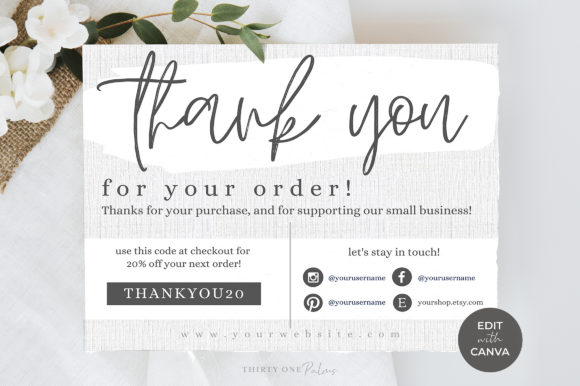 Thank You Card for Canva | White Linen