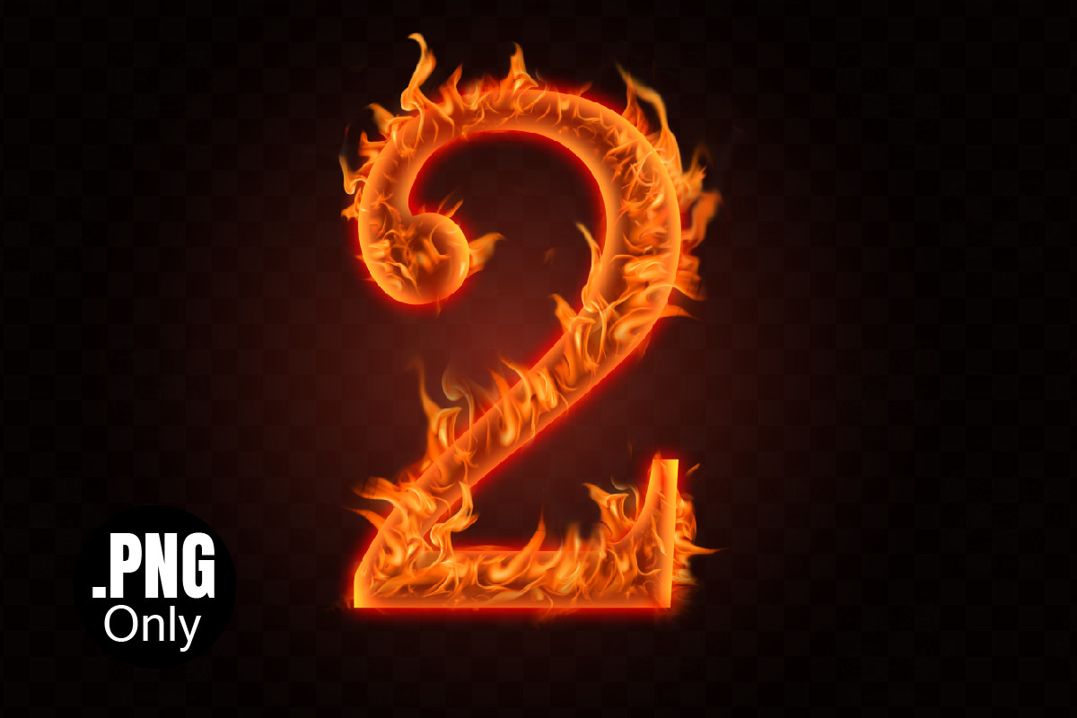 2, Number Two Fire Alphabet Letters Png Graphic by 99SiamVector 