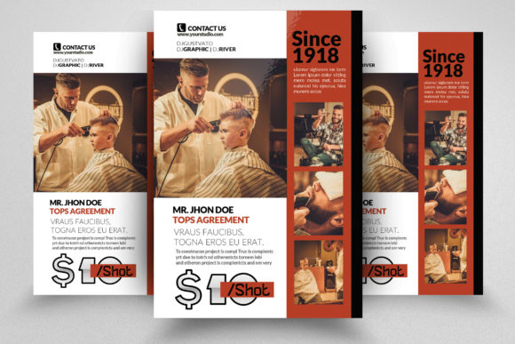 Barber Shop Flyer Gráfico Plantillas de Impresión Por Leza Sam