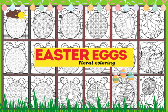 Easter Eggs with Floral Mandala Gráfico Interiores KDP Por MiaPrintus