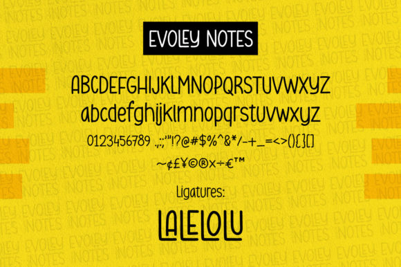 Evoley Notes Font font preview - 3