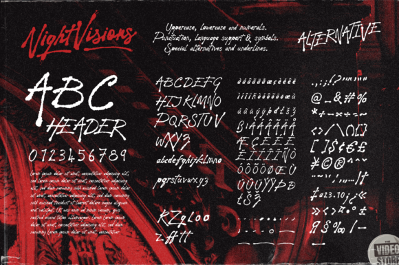 Night Visions Font PNG with transparent background - Preview 3