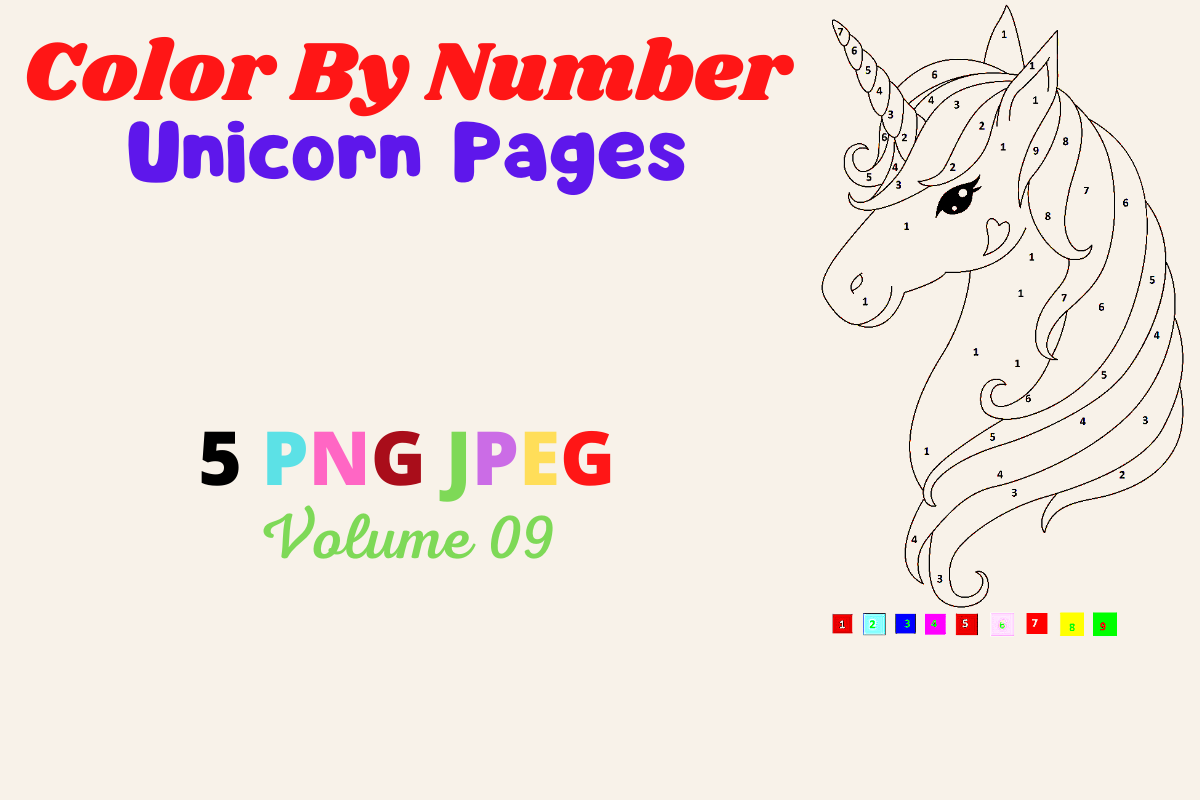 Color by Number Unicorn Pages Graphic by SJstore · Creative Fabrica