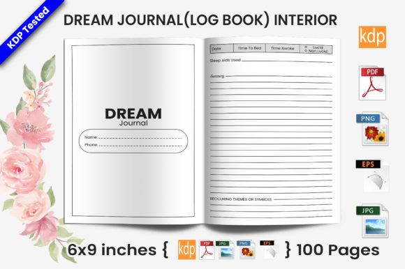 Dream Journal Log Book Gráfico Palabras clave KDP Por KDP Art