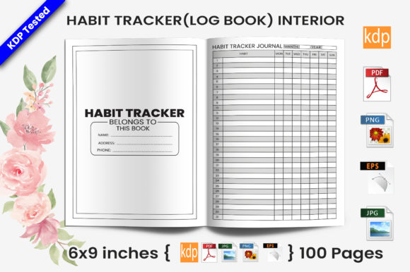 Habit Tracker Log Book Graphic KDP Keywords By KDP Art