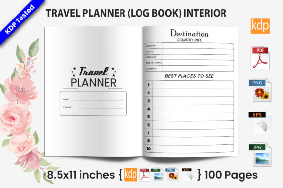 Travel Planner Log Book Gráfico Palavras-chave do KDP Por KDP Art