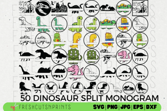 Dinosaur Split Monogram Files Graphics