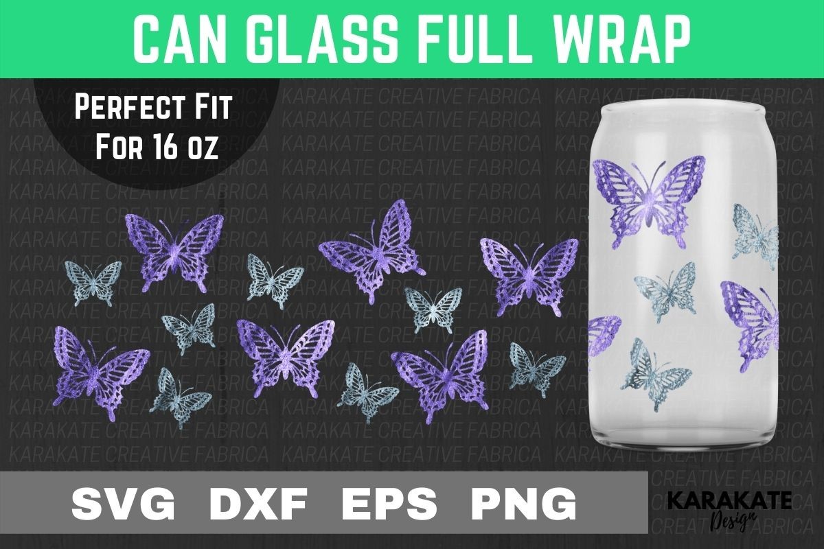 Big Butterfly 16 Oz Can Glass Wrap SVG Graphic by KARAKATE · Creative ...