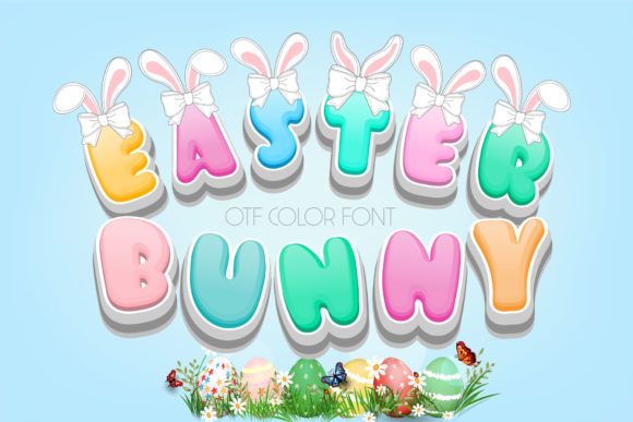 Easter Bunny Color Fonts Font By Nobu Collections