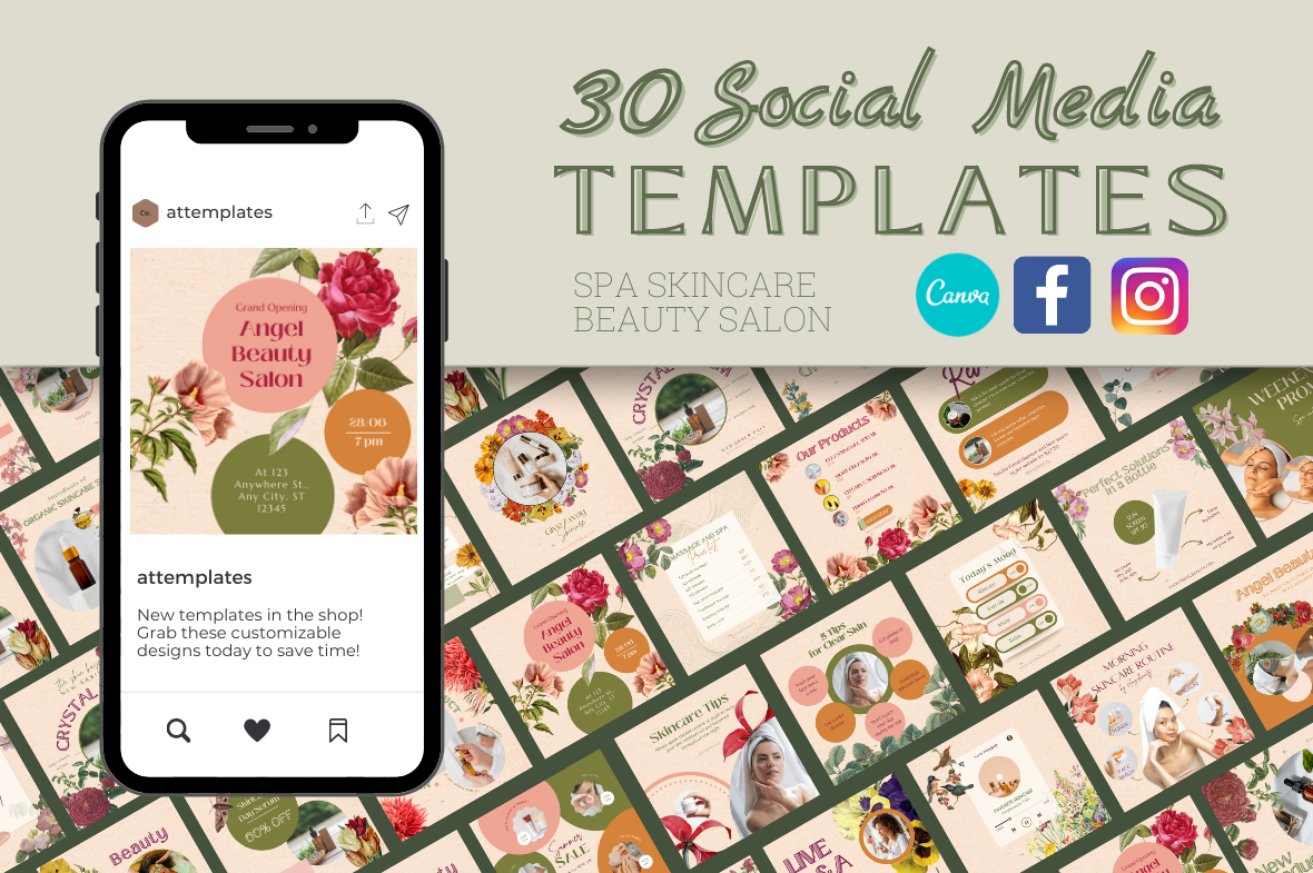 Floral Beauty Spa Salon Canva Templates