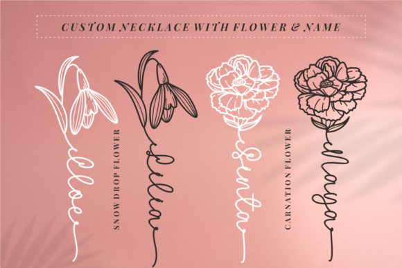 Merlin Birth Flower Font PNG with transparent background - Preview 3