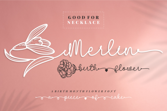 Merlin Birth Flower Font PNG with transparent background - Preview 1