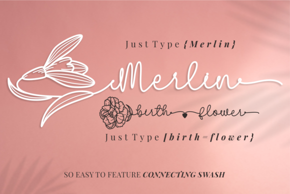 Merlin Birth Flower Font PNG with transparent background - Preview 2