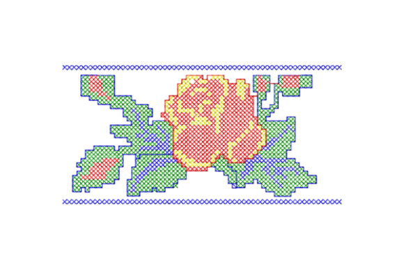 Cross Stitch Flower Border