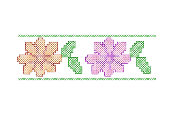 Cross Stitch Flower Border