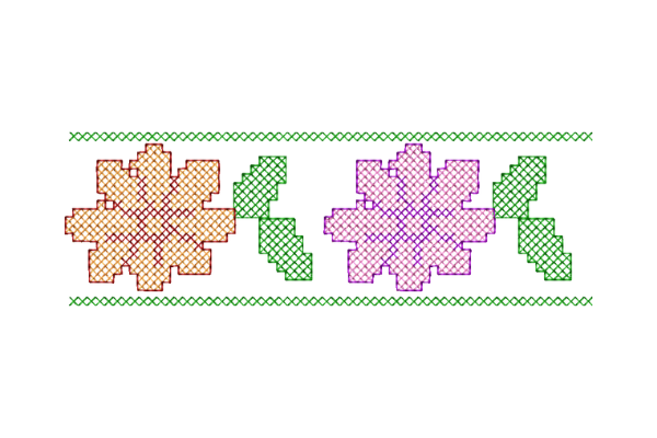 Cross Stitch Flower Border