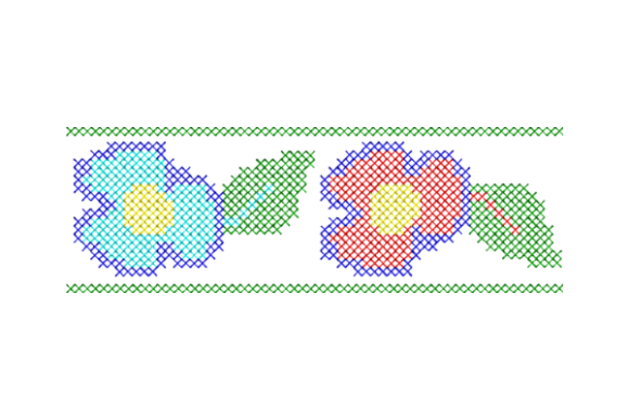 Cross Stitch Flower Border