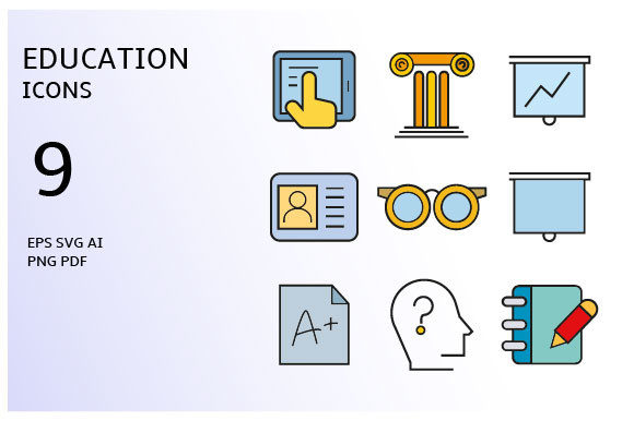 Education and School Icons Vector Set