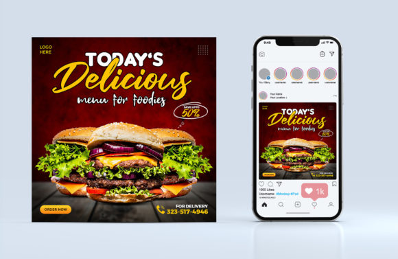 Preview of Fast Food Social Media Template food social media design template