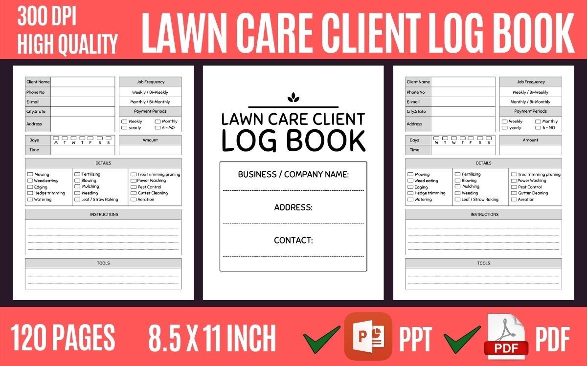 Lawn Care Client Log Book Graphic by Abderrazak Srd · Creative Fabrica
