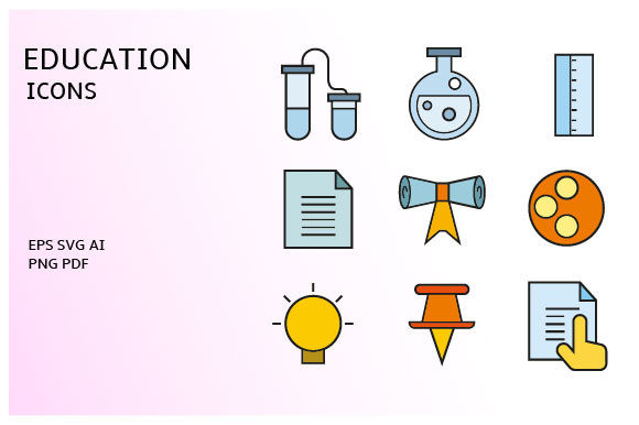 School and Education Icons Vector Set