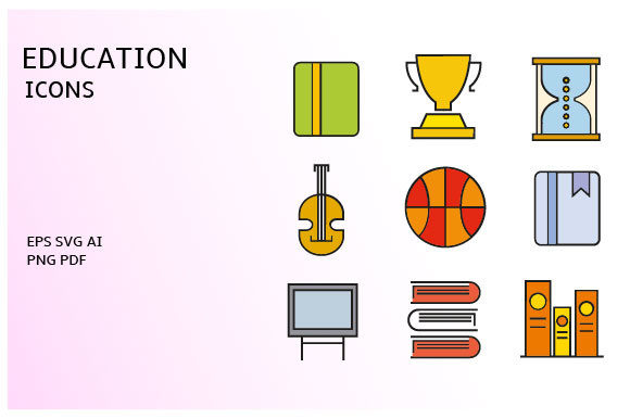 School and Education Icons Vector Set