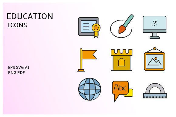 School and Education Icons Vector Set