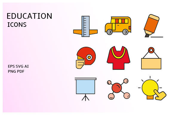 School and Education Icons Vector Set