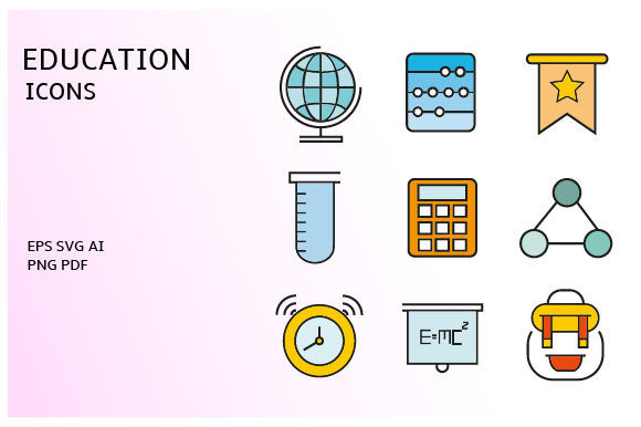 School and Education Icons Vector Set