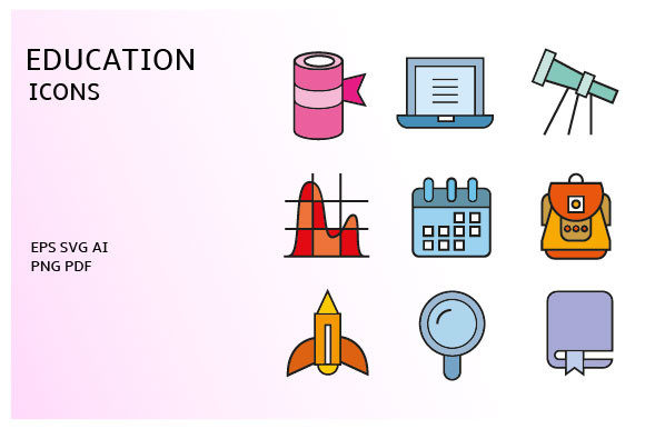 School and Education Icons Vector Set