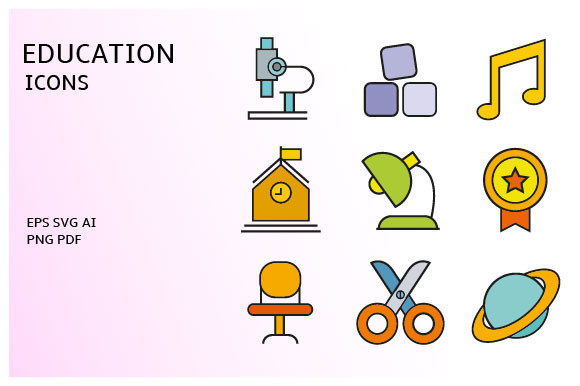 School and Education Icons Vector Set