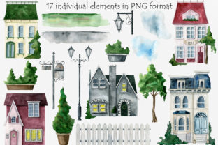 Watercolor Vintage Houses Clipart Graphic by Solomiika · Creative Fabrica