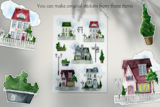 Watercolor Vintage Houses Clipart Graphic by Solomiika · Creative Fabrica